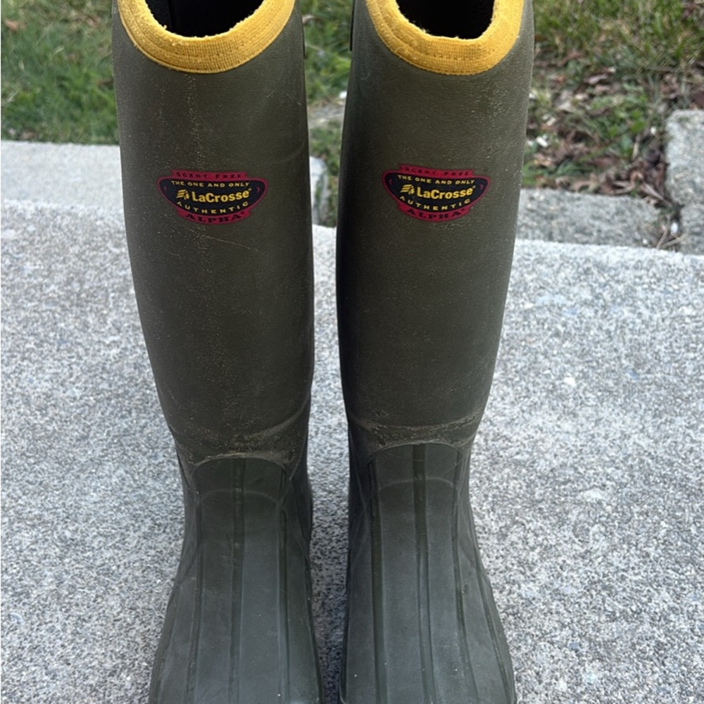 LaCrosse OD Green Boots with Yellow Collar
